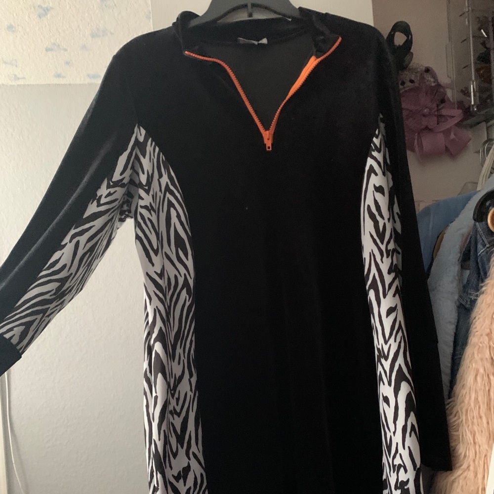 Long sleeve asos curve velvet and zebra racer mock kneck dress